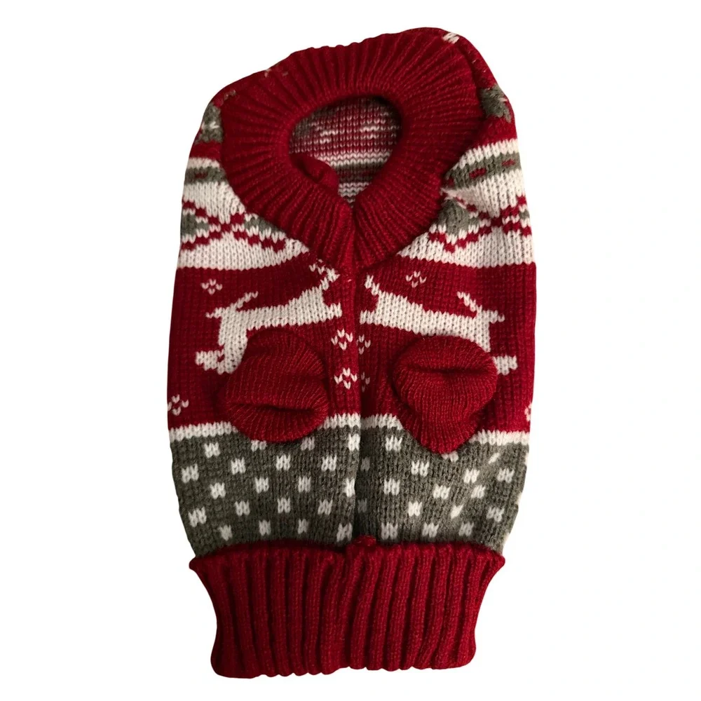 Christmas Dog Sweater Reindeer Snowflake Nordic Fair Isle Knit Pet Clothing Sz M